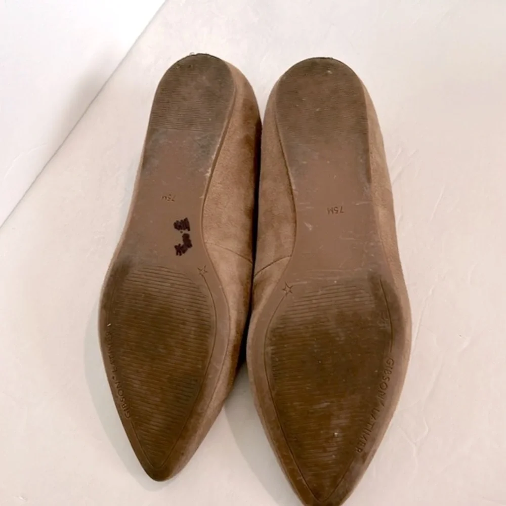 Gibson Latimer Womens Camel Tan Sheep Leather Flats Size 7.5 M Pointed Toe